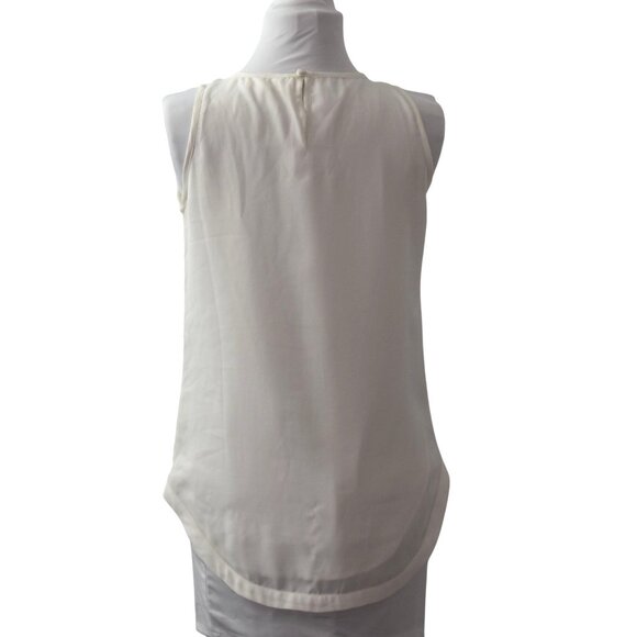 Olive & Oak Beaded Sequin Tank Top Blouse Womens XS White Chiffon Silver Sequin - Picture 2 of 6